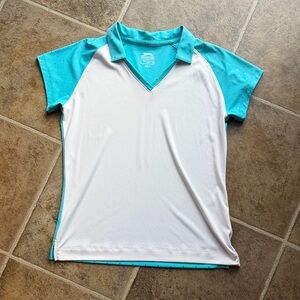 Slazenger Turquoise and White Kids Polo Shirt